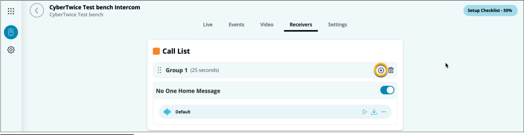 Verkada Receivers Menu