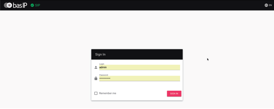 BAS-IP AV Series Dashboard
