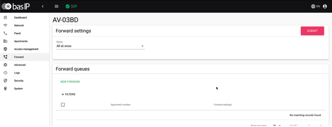BAS-IP AV Series Forward Configuration
