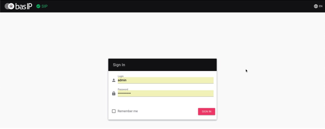 BAS-IP Dashboard after login