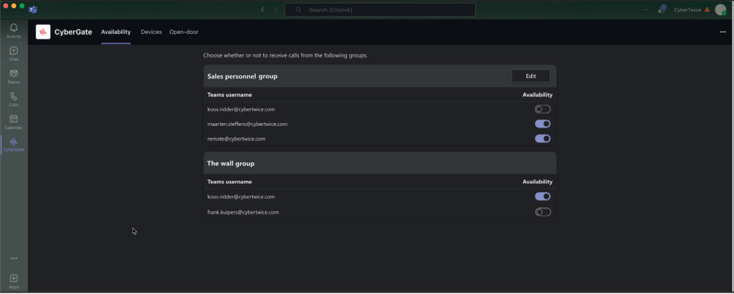 Microsoft Teams App Store - Search for CyberGate